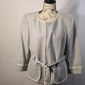 LOFT Textured Cream and Gray Blazer